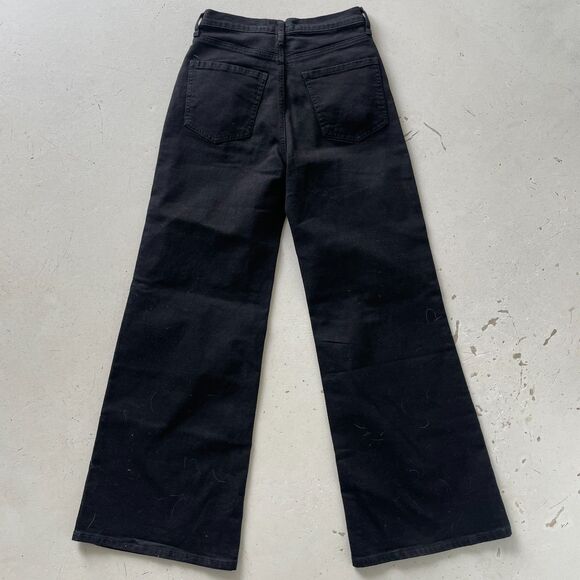 Fashion Nova Denim High Waisted Ripped Flare Leg Jeans Black Size 5 - Picture 5 of 9